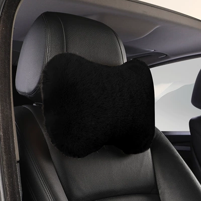 Waist Pillow, Imitation Rabbit Plush — Waist support - black-1-headrest