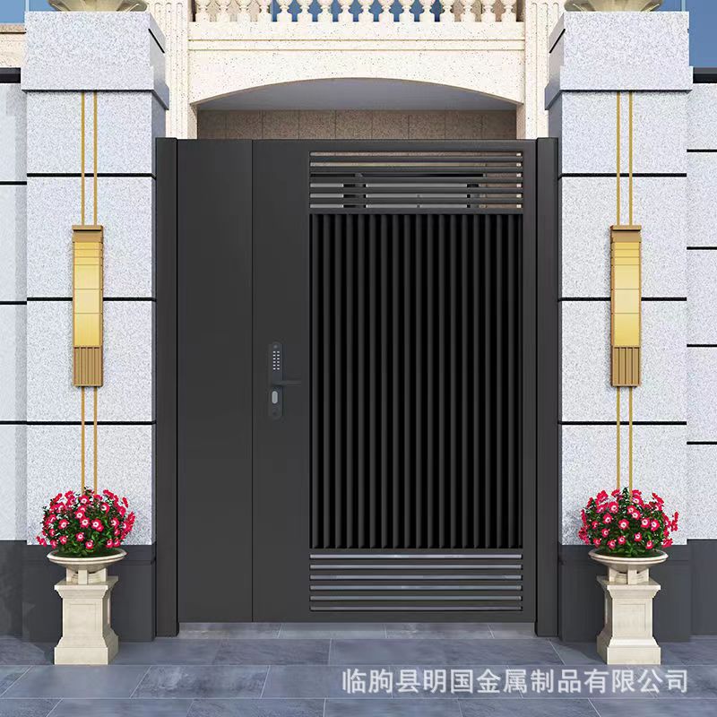 铝艺大门双开门铝合金中式门现代简约围墙进户门乡村庭院别墅大门-阿里巴巴