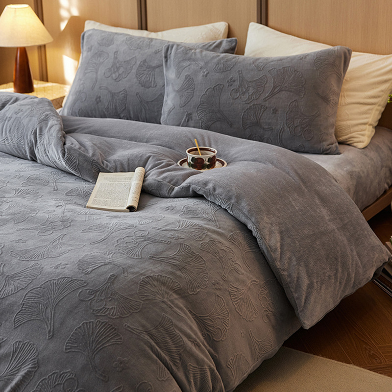 Sábanas de lana de coral de invierno y otoño esculpidas de leche de lana de cuatro piezas sábanas de lana de tres piezas