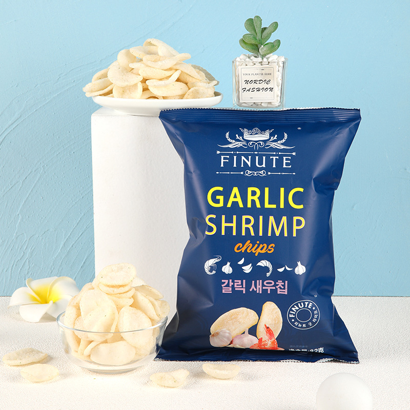 Cullaf FINITE Garlic-flavored Shrimp Chips 82g Korean Imported Original Shrimp Chip Gift Puff Snack Trendy Snack