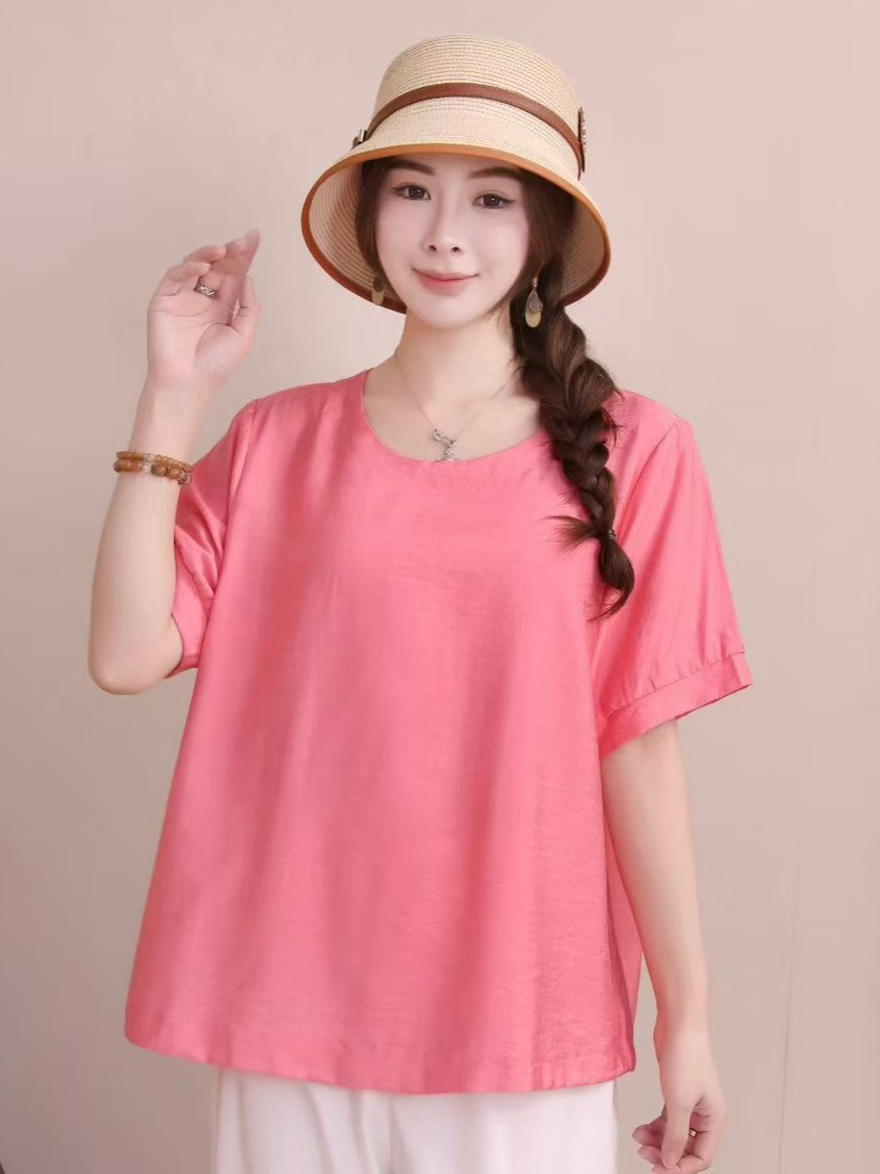 Cross-border nueva camiseta de mujer china impresa camiseta de mujer de manga corta camiseta base de verano overhead cuello redondo artístico ocio image 5