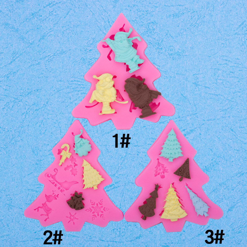 Navidad serie árbol de Navidad Santa Claus modelado molde de silicona fondant cake decoración bricolaje creativo molde para hornear