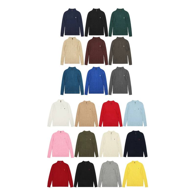 Scan the Qr Code~Rl Embroidered Pony Logo Half-Zip Twist Top Casual Versatile Sweater Knitwear Same Style for Men and Women Scan the Qr Code~Rl Embroidered Pony Logo Half-Zip Twist Top Casual Versatile Sweater Knitwear Same Style for Men and Women