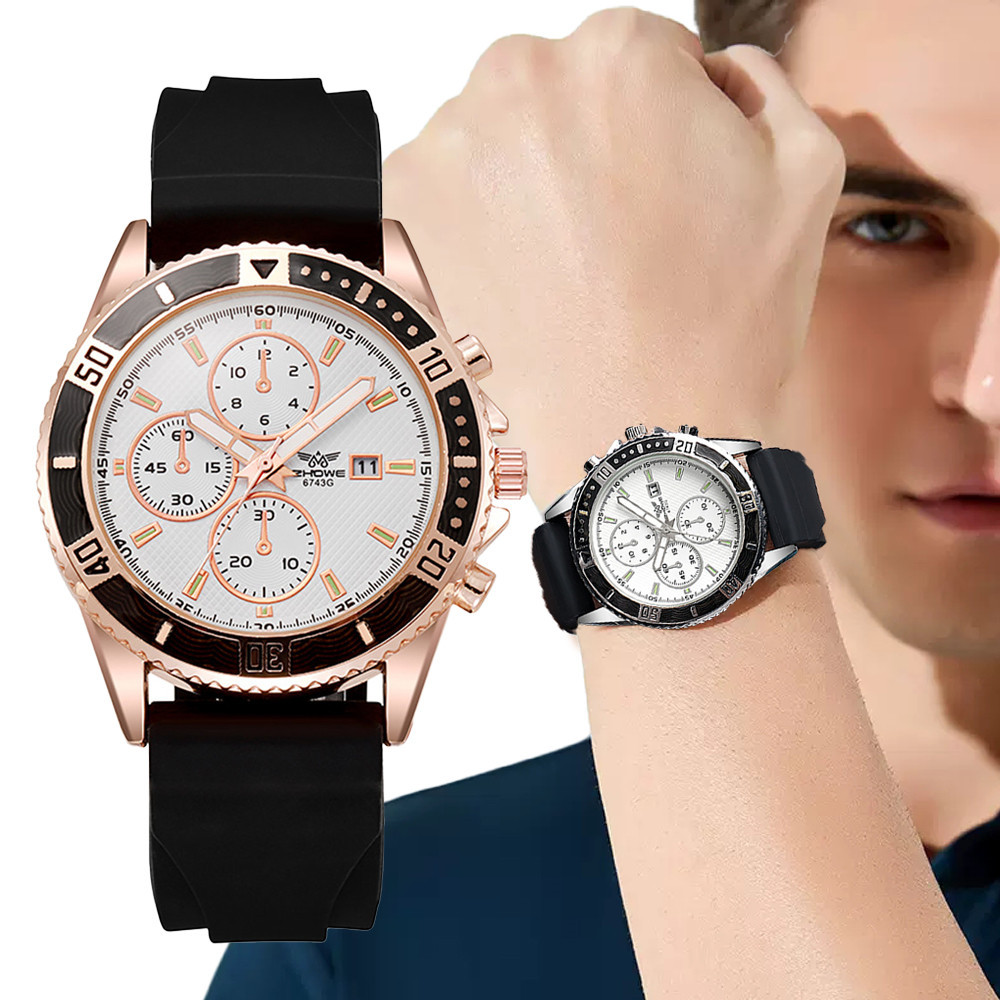 2023 New Men's Luminous Calendar Quartz Watch Casual Business Chronograph Sports Silicone Men's Cross-Border Watch