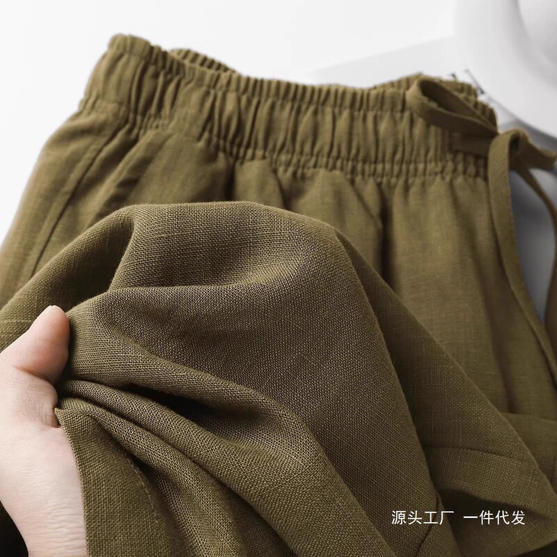 French Tencel Linen! High-Quality Cool-Touch Lyocell Casual Pants for Men and Women, Chestnut Brown, Lightweight and Breathable Long Pants for Summer