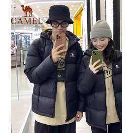 Camel骆驼男女同款鸭绒短款外套25秋冬连帽保暖羽绒服新团购批发