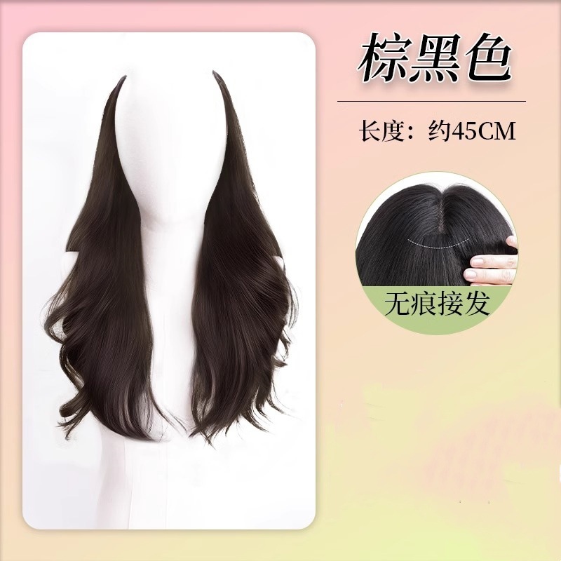 女性用の新しいヘアピース、長い巻き毛、シームレスで目に見えないU字型の増毛、ふわふわで大きなウェーブのヘアエクステンション|undefined