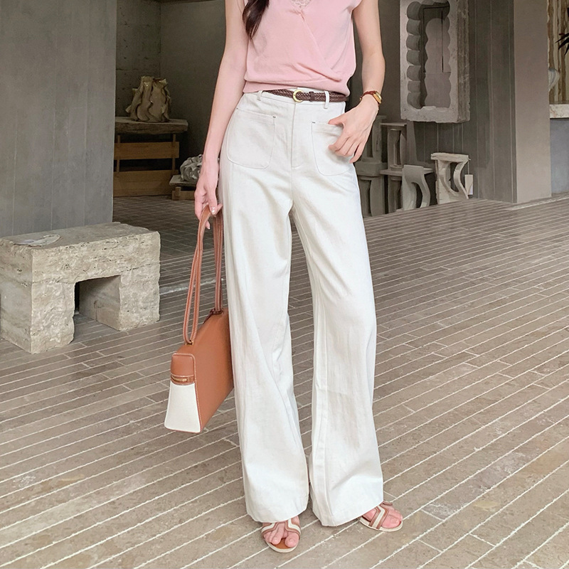 【Special Price, No Returns】Summer Commuting Classic Retro Linen Loose Straight-Leg Jeans with Belt 85429