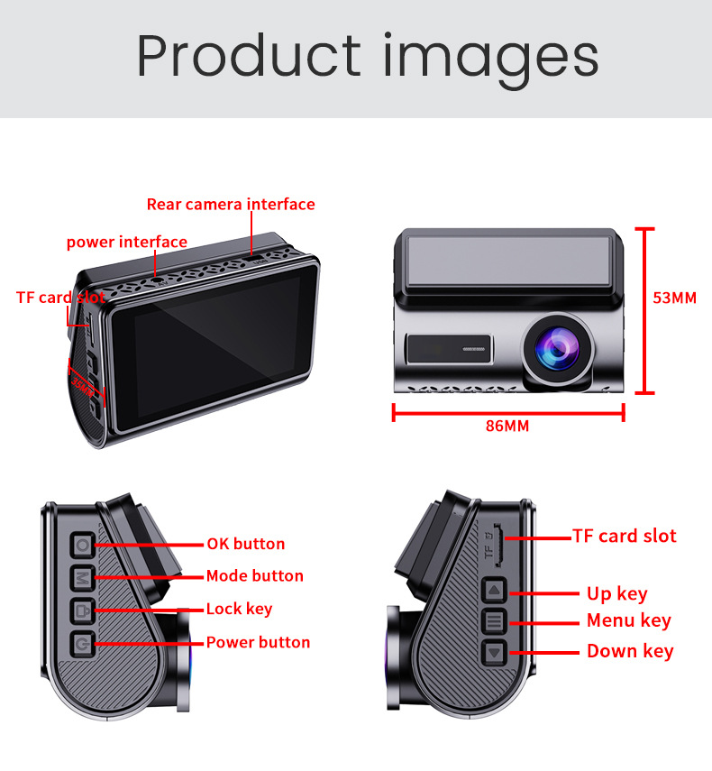 Cross-Border 3inch Screen 4K+2K+Wifi+Gps Front and Rear Dual Recording Ultra-Clear Driving Recorder Wifi Car Internet