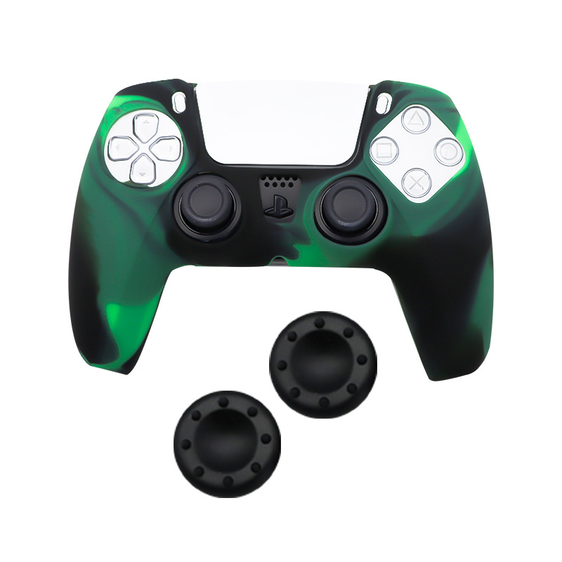 Funda de silicona de camuflaje PS5 enviar dos tapas de botón de 8 puntos ps5 manejar cubierta protectora pequeña inyección de aceite de ondulación en stock
