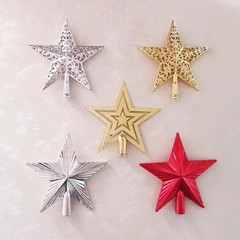 クリスマスツリーの星中国星金色平面透かし彫り立体銀赤青粘金粉祝日装飾五角星
