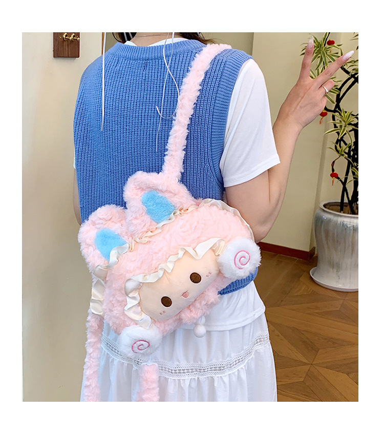 2026 Frühjahrskollektion modischer minimalistischer Trend-Freizeitrucksack mit cartoon-Plüsch süßem Rucksack für Damen
