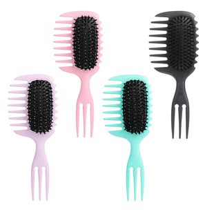 Foreign Trade Wholesale Wet and Dry Anti-Static Curly Hair Definition Comb Three-Pronged Wide-Tooth Air Cushion Air Bag Smoothing Hair Massage Comb