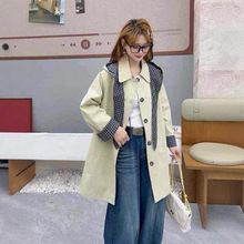 秋装新品 日系文艺单排扣工装休闲风衣女百搭中长款显瘦外套