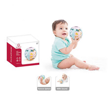 跨境婴儿宝宝健身球软胶手摇铃铛安抚互动手抓牙胶球0-1岁玩具