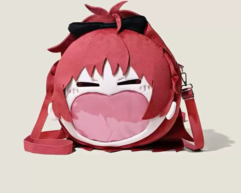 2D Pin Display Backpack, Anime Plush Front with Clear PVC Window, One Size (Hatsune Miku & Characters)