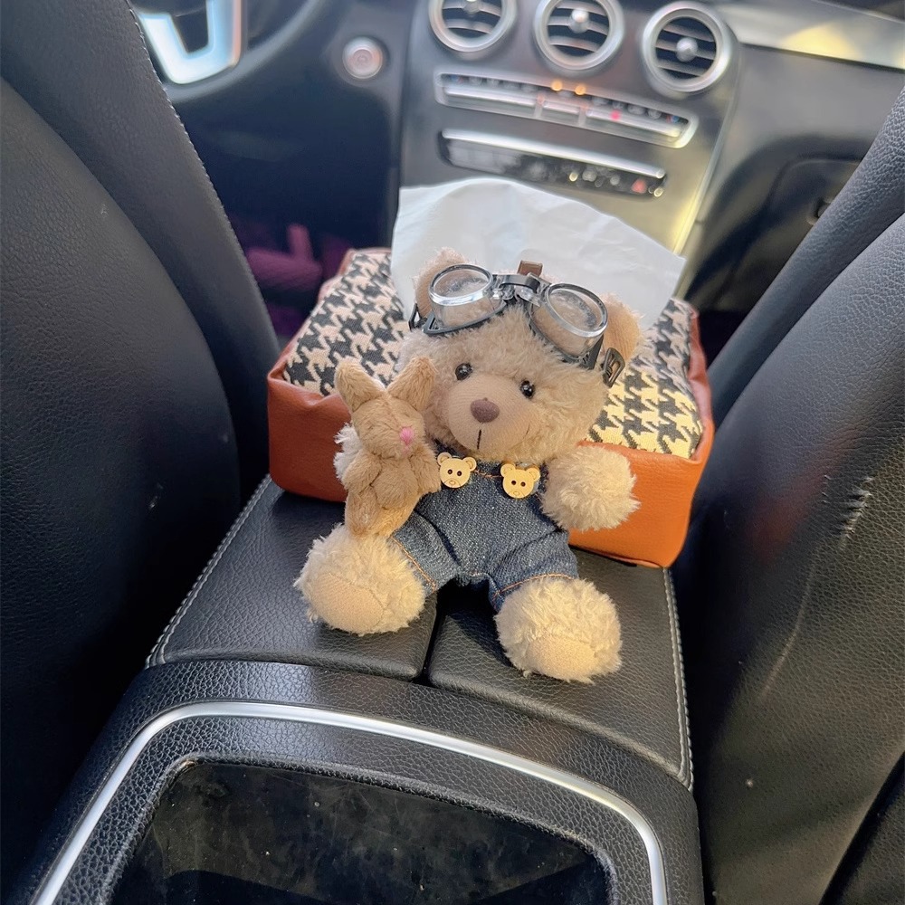 Cubierta de papel de dibujo trasero del asiento del automóvil Caja de pañuelos de moda Coche multifuncional colgante bolsa de papel femenino lindo dibujos animados suministros para automóviles
