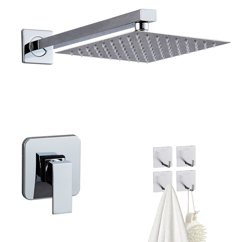 후크가 있는 단일 기능 거울 사각형 스타일 숨겨진 샤워 헤드