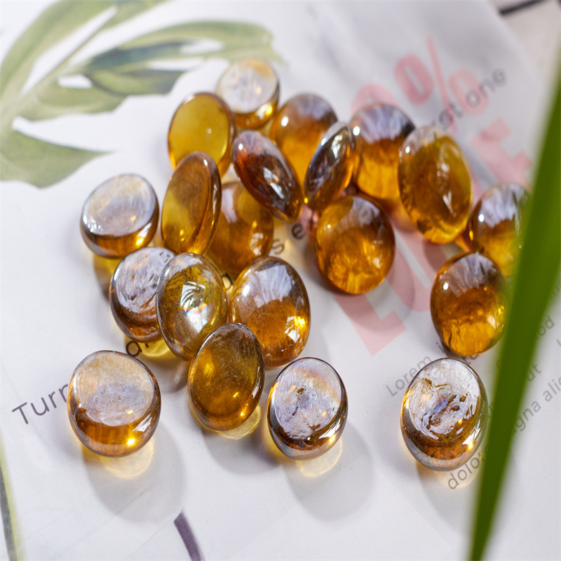 Cuentas planas de vidrio ámbar estilo principal, decoración para brasero, acuario, oficina y manualidades DIY