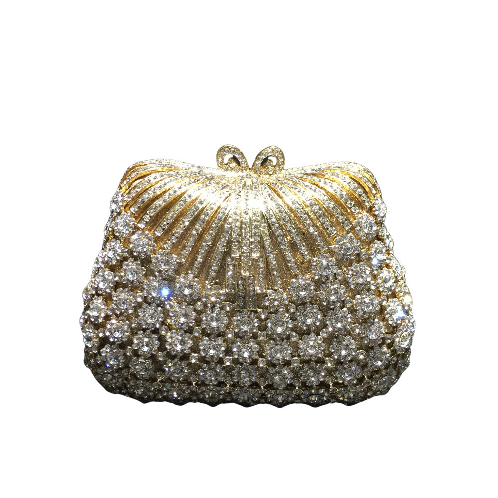 Transfronterizo nuevo estilo de moda bolsas de cena de diamantes flores bolsas tridimensionales bolsas de banquete europeas y estadounidenses bolsas de mano de diamantes clutch new