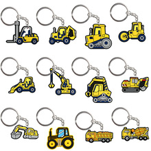 爆款PVC软胶建筑小车挂饰配饰贴片钥匙圈带扣礼品卡通钥匙扣批发