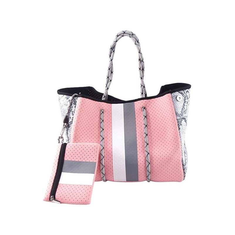 Customized Neoprene Beach Bag Perforated Ladies Handheld Shopping Bag Set with Small Purse Handheld Mommy Bag Customized Neoprene Beach Bag Perforated Ladies Handheld Shopping Bag Set with Small Purse Handheld Mommy Bag
