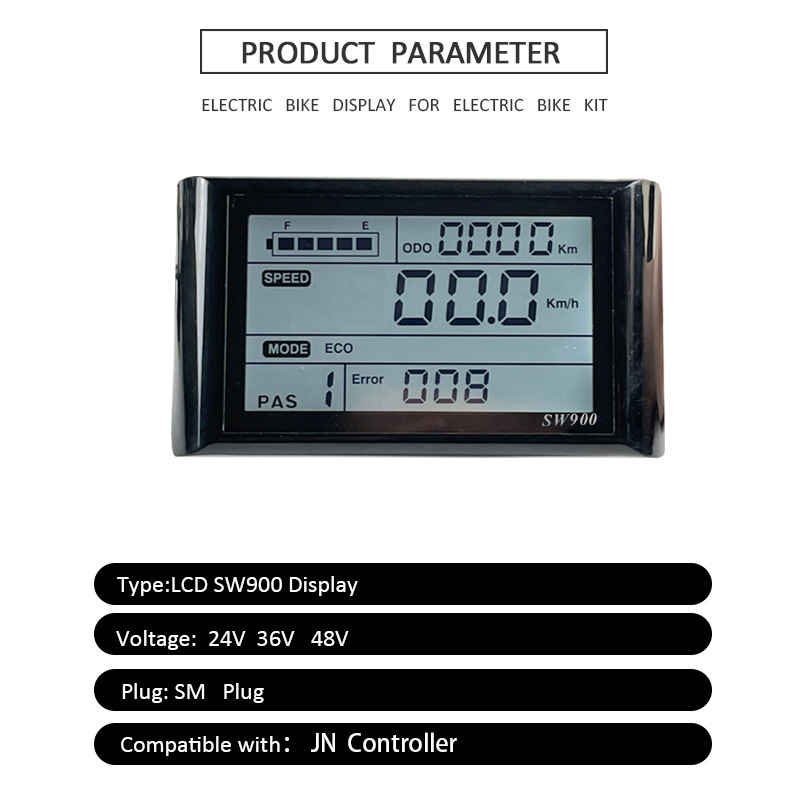 Electric bicycle modification accessories LCD-SW900 LCD meter data display 24-72V SM connector
