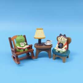 日式猫咖啡青蛙 Zakka杂货装饰潮玩毕业礼品台灯树脂工艺品小摆件