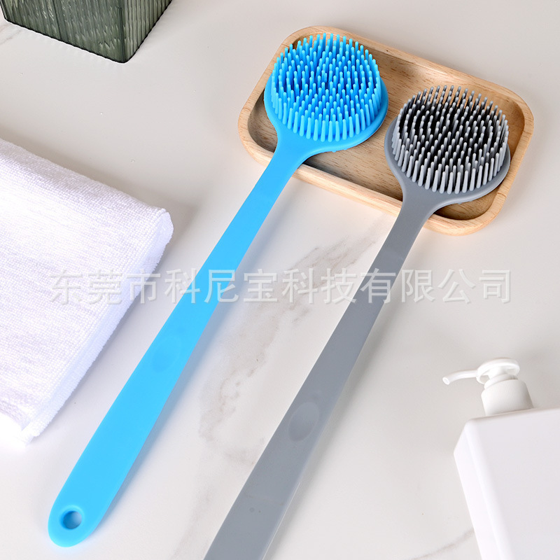 跨境浴刷洗澡刷硅胶搓澡沐浴硅胶一体长柄按摩器多用途长柄刷子|undefined