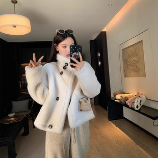 Reversible Fur Coat Women's Short Winter New Style Thickeneded Fur One-Piece Lamb Wool Viewing Capsules Sheep Shear Outer