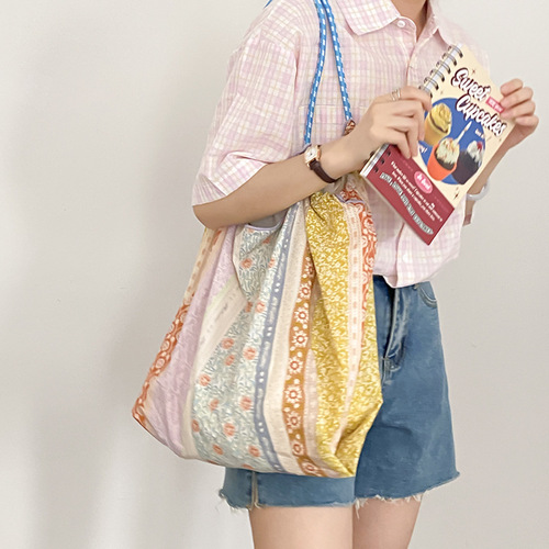 Yeyu/Summer New Niche Design Casual Canvas Bag Women's Simple Small Floral Sweet Shoulder Tote Bag