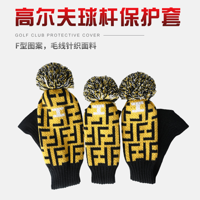 Fábrica al por mayor cubierta transfronteriza del club de golf F impresión de punto suministros deportes al aire libre accesorios de traje de lana