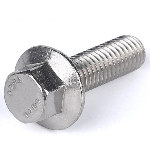 304 stainless steel flange hexagonal bolt M5M6M8M10M12 external hexagonal hexagonal tooth screw with pad GB5789
