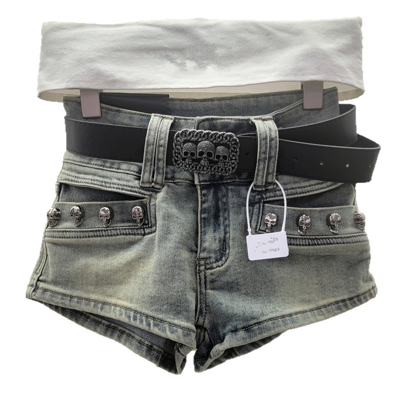 Pantalones Cortos de Mezclilla Ajustados de Cintura Baja Estilo Desgastado image 5