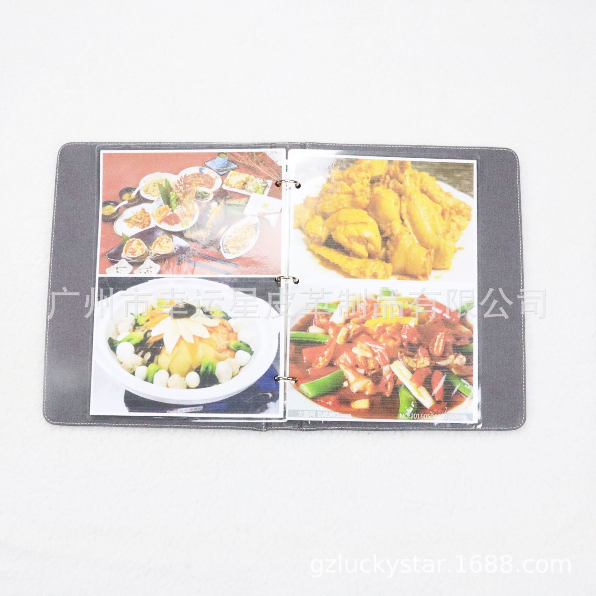 Chinese food recipe A4 three-hole activity clip high-end hotel restaurant restaurant food stall Universal hotel leather service finger