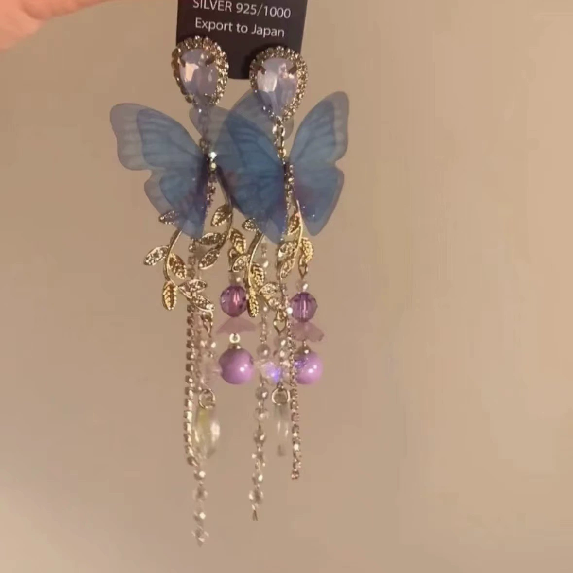 Earrings, floral light-luxury high-quality dangle styles, assorted silver-needle and ear-hook options