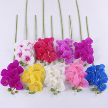 仿真花PU蝴蝶兰假花批发代理单枝手感5头胶片蝴蝶兰 婚庆摄影家居