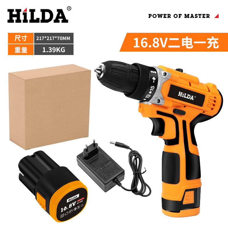 HiLDA/HiLDA destornillador eléctrico recargable batería de litio linterna taladro impacto taladro 12V16.8V21V