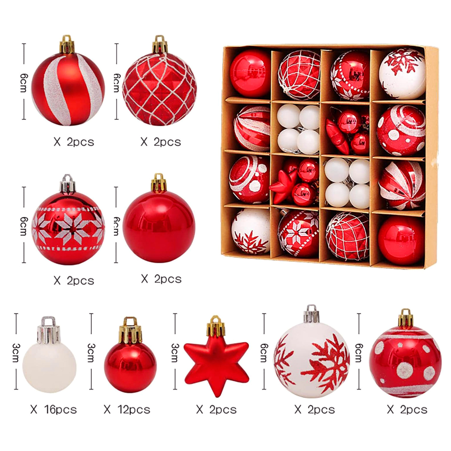 Juego de Esferas Navideñas Galvanizadas 6cm de Plástico para Árbol de Navidad image 65