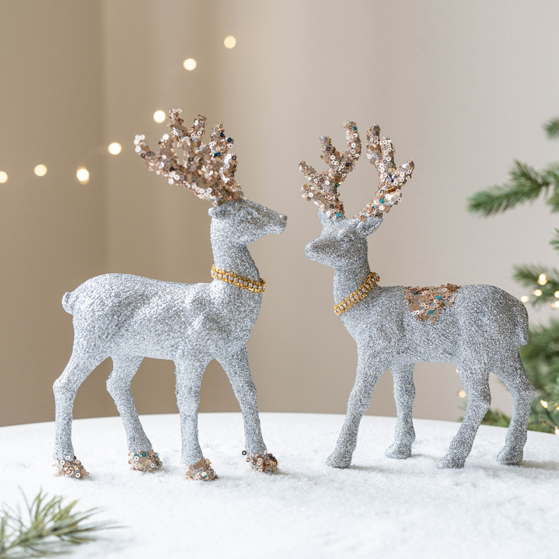 クロスボーダー新しいクリスマス装飾シャンパンシルバーレッドヘラジカデスクトップ装飾品INSアレンジメント写真小道具|undefined