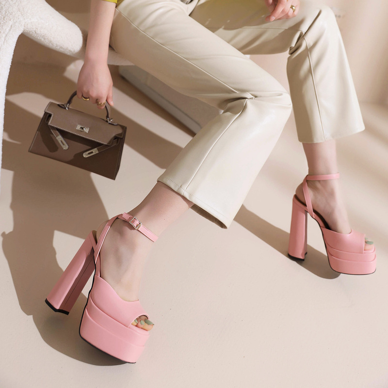 Spring and Summer New Super High-Heeled Waterproof Platform Wedding Shoes Performance Stage Catwalk Nightclub Trendy New Style