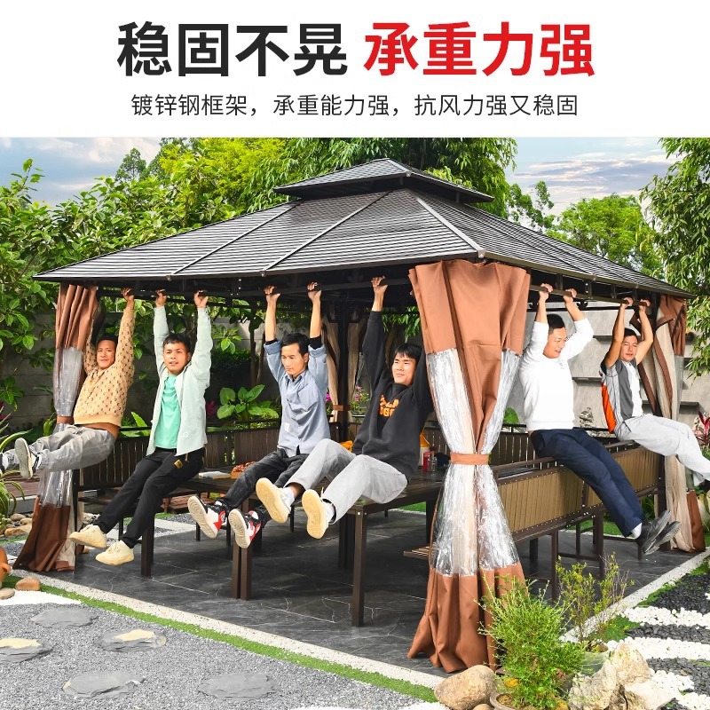 Pabellón al aire libre techo galvanizado pabellón tienda de campaña villa patio jardín terraza punto escénico ocio sombrilla gran cobertizo