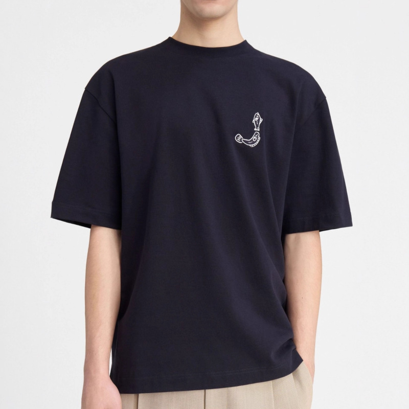 2025 Trendyy Men's Letter Printed Short-Sleeved T-Shirt Cotton Round Neck Loose Casual Pullover Breathable Bottoming Top