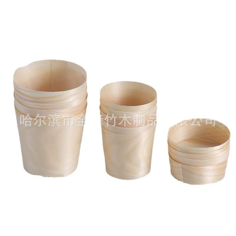 Одноразовая деревянная чашка Мусса косая чашка круглая деревянная чашка производители оптом