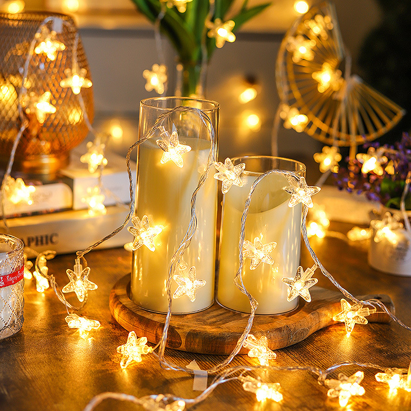 Nuevo LED burbuja estrella de cinco puntas Cadena de luz plug-in USB batería Luz de vacaciones al aire libre camping atmósfera decorativa Cadena de luz de colores