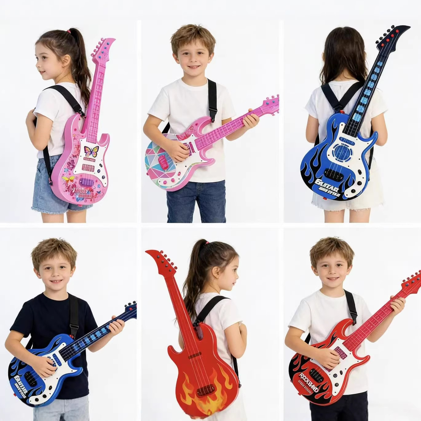 Transfronterizo Nueva simulación de música flash de guitarra de música de luz ABS guitarra de instrumentos musicales para niños guitarra