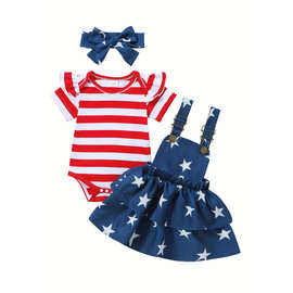 2026跨境新款欧美婴儿七月四日独立日服装女婴连衣裙
