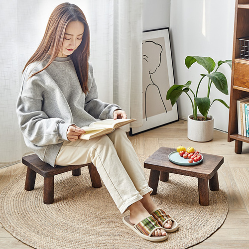 Small wooden stool, shoe bench, low stool, mini square stool, living room home use, small footstool, wooden seat, tea table, solid wood stool