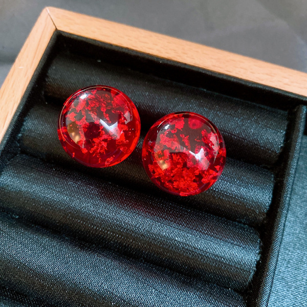 Red geometric fashionable retro earrings