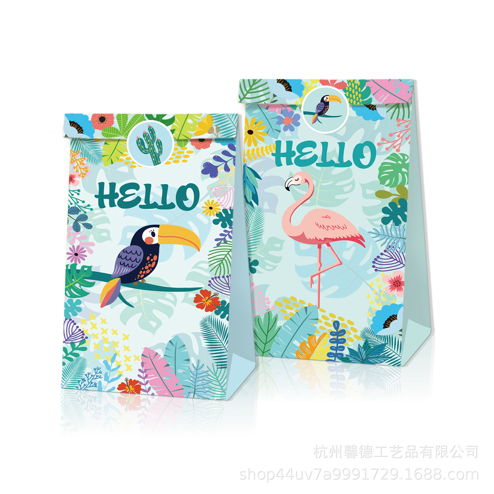 LB090亚马逊 夏威夷火烈鸟 大嘴鸟 生日派对礼品糖果牛皮纸包装袋